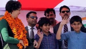 Priyanka Gandhi 300x174 UP Polls 2012: Priyanka Gandhi Varda & kids charm Amethi