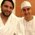 Shahid Afridi Aamir Khan 150x150 Aamir Khan meets Pakistani cricketer Shahid Afridi on Haj