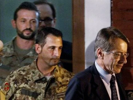 Giulio Terzi with Italian Marines march27 Italian Foreign Minister resigns over Marines’ India return